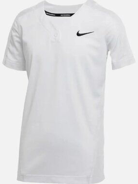 Nike Big Kids Boys' Stock Vapor Select 1 Button Baseball Jersey (White) Size L